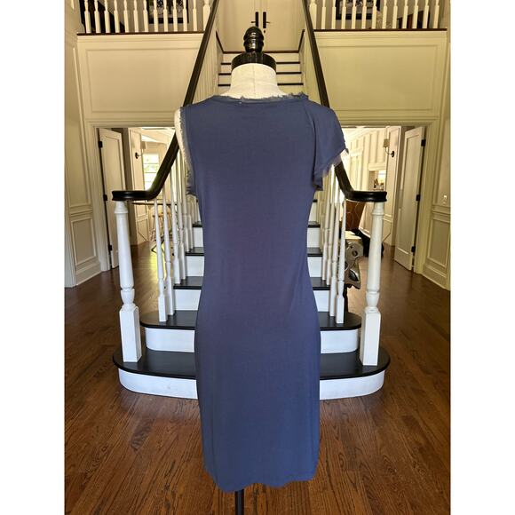 VeraWang Blue Tank Dress ChiffonTrim Fall Spring Summer Office Church Minimalist - Picture 6 of 14